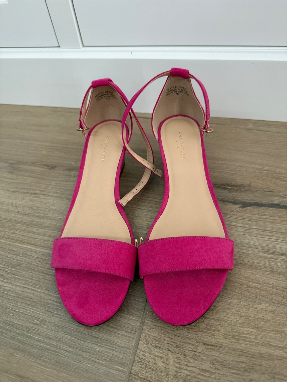 Ann Taylor Women's Hot Pink Suede Ankle-Strap Sandals